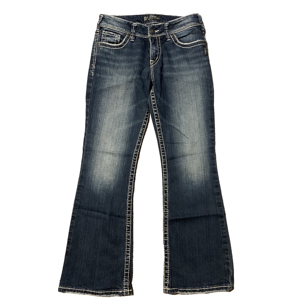 Y2K Silver Suki Women Jeans Size W29/L30 Embellished Boot Cut